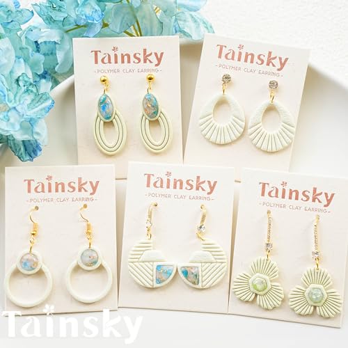 Tainsky 18 Shapes Embedded Polymer Clay Cutters - Gem Clay Jewelry Making Tools, Earring Cutters (A) - color: A Set