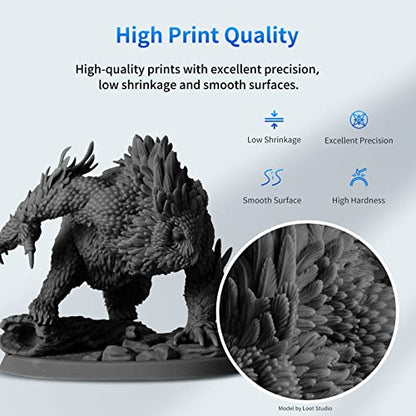 ANYCUBIC 3D Printer Resin, 405nm SLA UV-Curing Resin with High Precision and Quick Curing & Excellent Fluidity for LCD 3D Printing (Black+Black, 2kg) - color: Black, size: 2kg