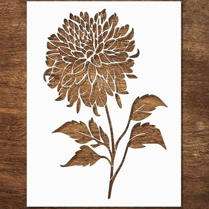 Dahlia Stencil - Large Flower Stencils for Painting on Wood, Canvas, Paper, Fabric, Wall, Furniture - Stencils for Crafts Reusable for Art & Pattern Template -Floral Stencil (12x15 inch) - style: Dahlia 12x15 Inch