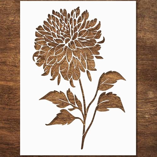 Dahlia Stencil - Large Flower Stencils for Painting on Wood, Canvas, Paper, Fabric, Wall, Furniture - Stencils for Crafts Reusable for Art & Pattern Template -Floral Stencil (12x15 inch) - style: Dahlia 12x15 Inch