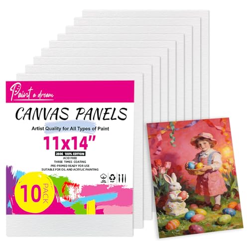 10 Pack 11x14 Canvas Panels for Acrylics & Oils, 100% Cotton, Triple Primed, Acid-Free & Non-Toxic, No Warp, Lightweight Art Boards for Home Decor, Classroom, Gifts, Ideal for Kids, Adults & Artists - size: 11x14" - 10Pack