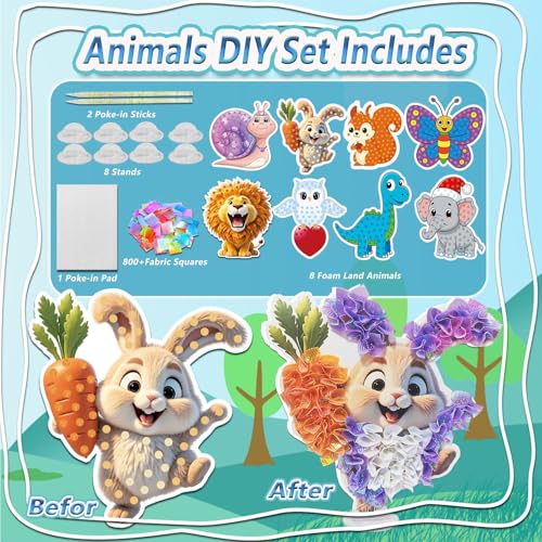 JRD&BS WINL Poke A Dot Art Kit - Magical Animals Theme No-Mess DIY Craft for Kids Mess-Free Fun for Kids, DIY Wood Craft Kits, Creative Activity, Christmas Gifts for Girls & Boys Ages 4 - style: Animal