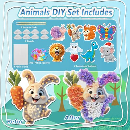 JRD&BS WINL Poke A Dot Art Kit - Magical Animals Theme No-Mess DIY Craft for Kids Mess-Free Fun for Kids, DIY Wood Craft Kits, Creative Activity, Christmas Gifts for Girls & Boys Ages 4 - style: Animal