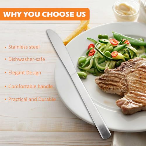 72 PCS Dinner Knifes Set - Windsor Stainless Steel Table Knives 8.7 Inch with Dishwasher Safe Butter Knives,Metal Butter Knofe,Dinner Knife Silverware for Home,Kitchen or Restaurant - size: 72PCS Dinner Kinfe