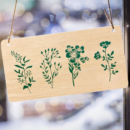 18 Sheet Flower Stencils for Painting, 5.9x2.95in Floral Stencils Reusable Leaf Vine Stencils Waterproof Wildflower Art Drawing Templates for DIY Crafts Wood Walls Canvas Home Decor