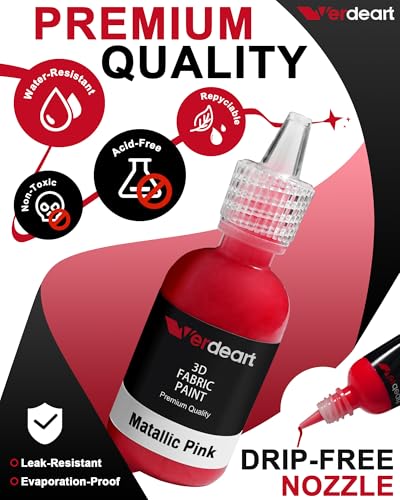 60 Color Fabric Paint Set – 3D Puffy Permanent Textile Paint for T-Shirts, Jeans & Crafts with 10 Brushes, Palette and 3 Stencils - size: 1 Fl Oz (Pack of 60)
