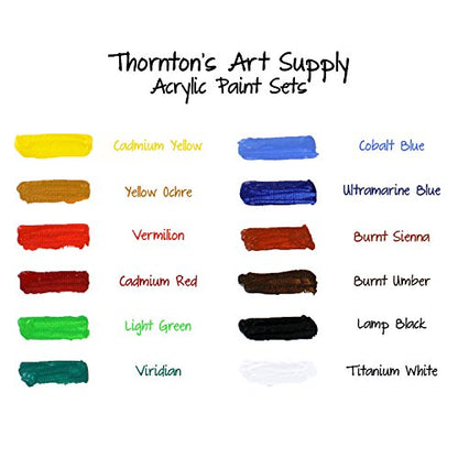 Thornton's Art Supply Acrylic Paint Tube Artist Quality Paints for Canvas Paper Wood Fabric - Vibrant Color Painting Art Supplies for Professional & Beginner (Light Green, 120ml)