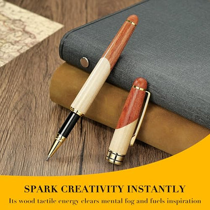BEILUNER Luxury Wood Ballpoint Pen Writing Set,Maple-Elegant Fancy Nice Gift Pen Set for Signature Calligraphy Office Fancy Nice Supplies - Christmas Gift Boxed with Extra Refills (Black) - color: Maple
