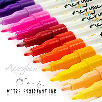 Acrylic Paint Markers Set of 30 Paint Pens – Fine Tip for Rock, Fabric, Wood, Ceramic, Glass & Canvas – Permanent Art Supplies for Kids & Adults - size: Fine Tip (Pack of 30)
