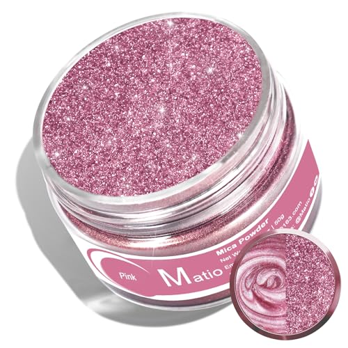 Matio Pink Mica Powder for Epoxy Resin, 1.8oz/ 50g Pearlescent Effect Mica Powder Natural Color Pigment for Soap Making, Bath Bomb, Candle Dye, Resin Craft, Paint, Nails Art, Jewelry, Slime Pigment - color: Pink