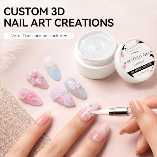 Makartt Pearl White 3D Gel Nail Art: Solid Builder 3D Sculpting Nail Gel Non-sticky for Molding Extension Shaping Sculpting Nail Strengthen Hard Gels UV/LED Lamp Required 15ml - color: Pearl White