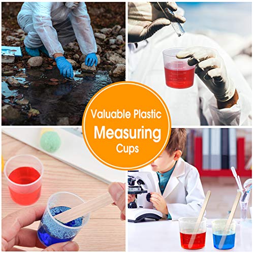 Coopay 50 Pack 60ml/2oz and 30ml/1oz Plastic Graduated Cups Transparent Scale Clear Epoxy Mixing Cup with 50 Pack Wooden Stirring Sticks for Resin, Epoxy, Stain, Mixing Paint - size: 30ml+60ml