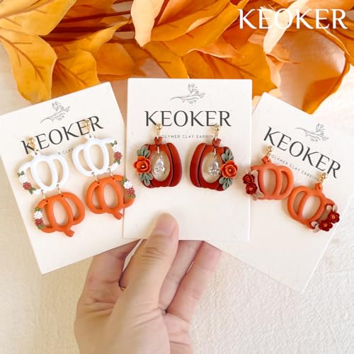 KEOKER Fall Polymer Clay Cutters - 17 Shapes Earring Cutters for Jewelry Making, Pumpkin Shapes Included - color: white AB