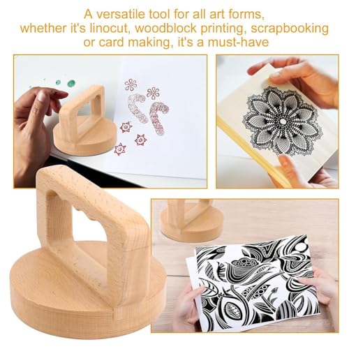 Wood Baren for Printmaking,Beech Block Printing Tool Printing Press Tool Hand Printing Tool Linoleum Block Printing Tool