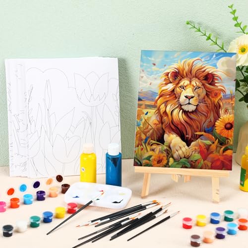 Dinifee 6 Pack Pre Drawn Canvas for Painting Pre Printed Canvas Kit 8 x 10 Inch Stretched Cotton Paint and Sip Set for Adults Couple Party Graduation Summer Date Night(Mixed Style) - style: Mixed Style