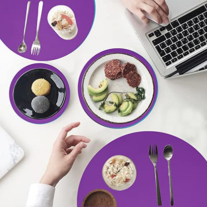 Silicone Microwave Mat 12 Inch, Non Stick Turntable Safe Baking Mat for Kitchen, Multi Purpose Heat Resistant Oven Mat, Trivet Mat, Placemat 2 Pack(Purple) - color: Purple