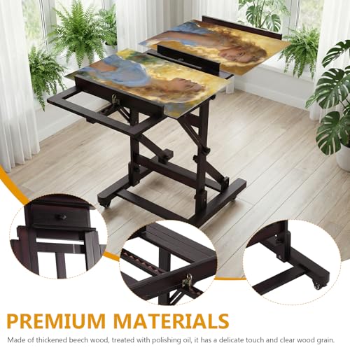 Large Studio Painting Easel Solid Beech Wood Painting Stand Adjustable Floor H-Frame Art Easel for Adults Artists Hold Canvas Up to 78.7in High