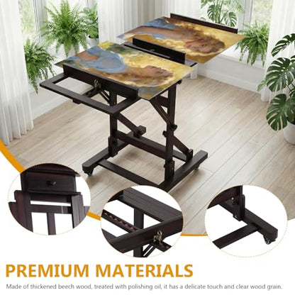 Large Studio Painting Easel Solid Beech Wood Painting Stand Adjustable Floor H-Frame Art Easel for Adults Artists Hold Canvas Up to 78.7in High