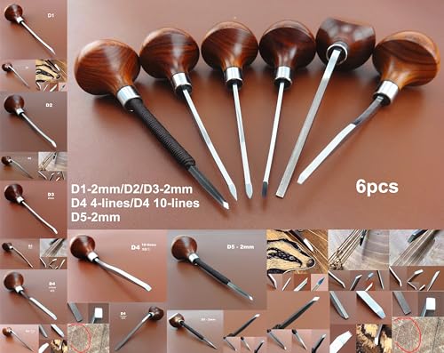 2pcs D1-2mm/D2 Printmaking Woodcut Copperplate Etching Carving Digging Away Push Out Line Stippling Tint Angle Gravers Scorpers Burins Knife Tools Set