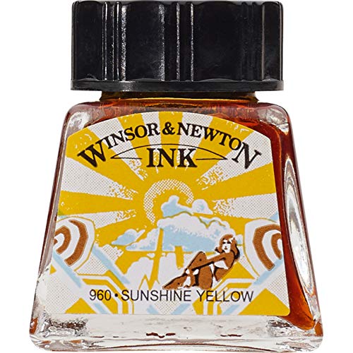 Winsor & Newton Drawing Ink, 14ml Bottle, Sunshine Yellow - color: Sunshine Yellow, style: 14ml Bottle
