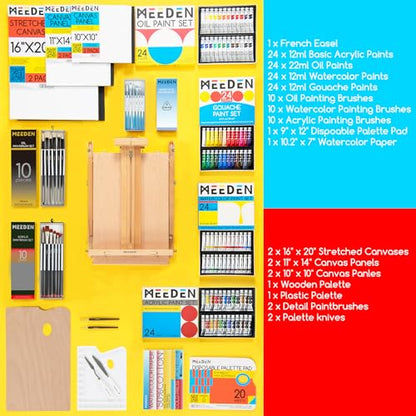MEEDEN 141PCS Art Supplies with French Easel, All-in-one Painting Set for Artists Beginners - size: 149pcs