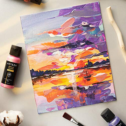 ARTEZA Iridescent Acrylic Paint Set, 10 Galaxy Tones, 60 ml / 2 fl oz Bottles, Shimmer Water-Based Paints for Canvas, Wood, Rocks, Fabric, Paper, and Mixed Media - style: 10 x 60ml (2 fl oz) Galaxy Tones