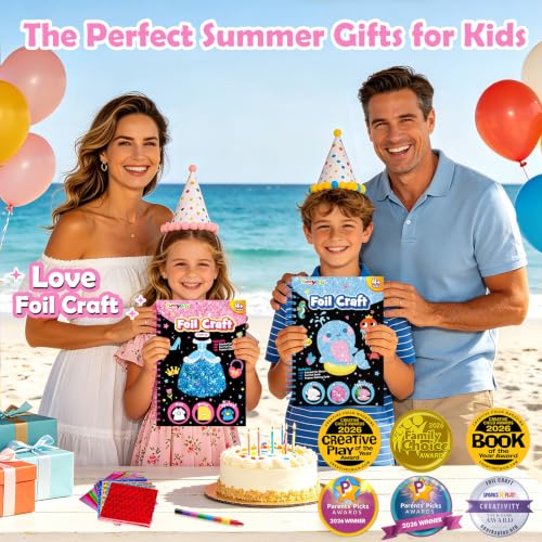 FUNNYB&G Foil Art Craft Kit for Girls 4-10 Years Old: Mess-Free & No-Glue, Create 16 Sparkly Dress Up Pictures – Perfect Travel Toy & Birthday Gift for Kids (Dress Up) - style: Dress