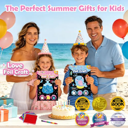 FUNNYB&G Foil Art Craft Kit for Girls 4-10 Years Old: Mess-Free & No-Glue, Create 16 Sparkly Dress Up Pictures – Perfect Travel Toy & Birthday Gift for Kids (Dress Up) - style: Dress