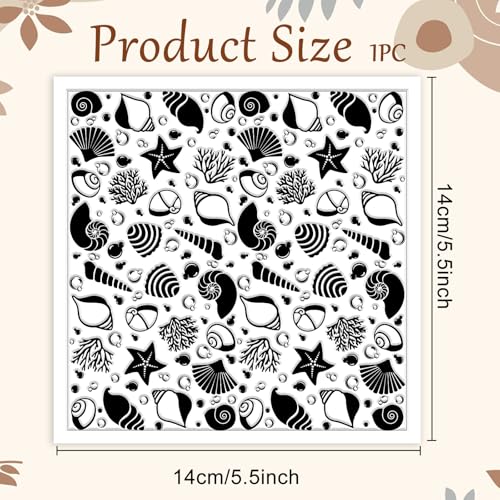 CHGCRAFT Seashell Silhouette Polymer Clay Texture Sheets Coral Silicone Texture Stamp Bubbles Clay Texture Mat Modeling Pattern Pad Texture Sheets for Jewelry and Clay Earrings Tools, 5.5x5.5 inch - style: Seashell