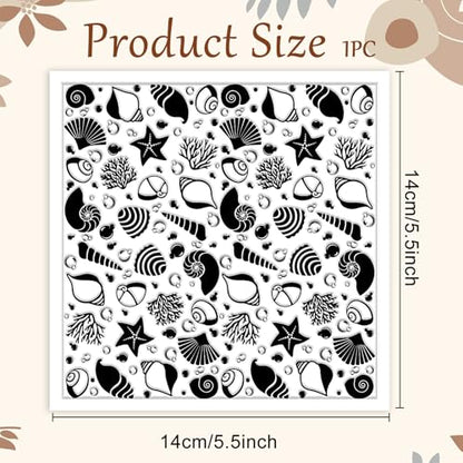 CHGCRAFT Seashell Silhouette Polymer Clay Texture Sheets Coral Silicone Texture Stamp Bubbles Clay Texture Mat Modeling Pattern Pad Texture Sheets for Jewelry and Clay Earrings Tools, 5.5x5.5 inch - style: Seashell