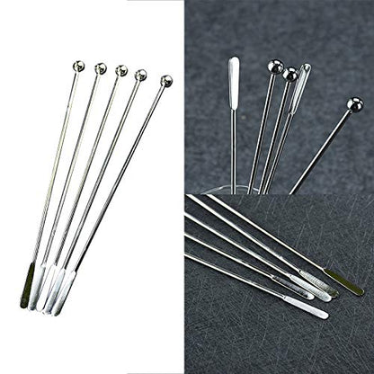 20 pcs Stainless Steel Coffee Beverage Stir Sticks Cocktail Stirrers Drink Swizzle Stick 7.4" Swizzle Stick Picks Tools - color: Silver-20 Pieces