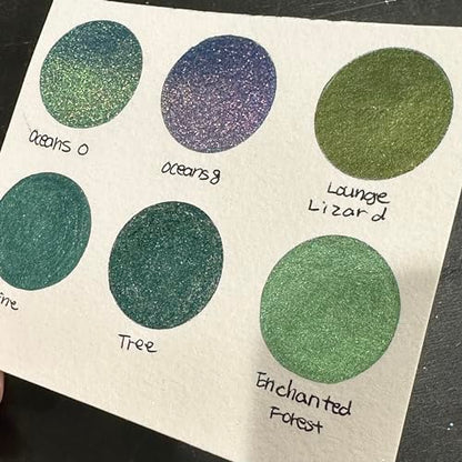 IUILE Handmade Watercolor Paints - Green Half Pan Set (6 colors) - color: Green