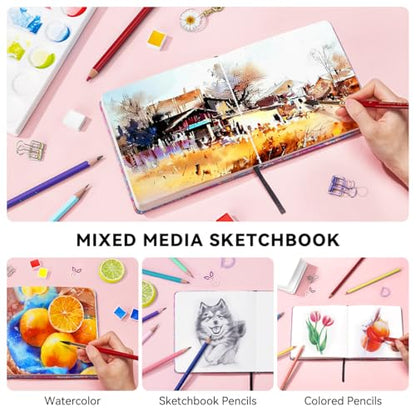 Lightwish Square Watercolor Journal,2 Pack Total 48 Sheets,100% Cotton,300gsm/140lb,Acid-Free,Cold Press Watecolor Sketchbook for Artists Adults Students,6.29 * 6.29 Inches(Purple Sunset) - color: Purple Sunset
