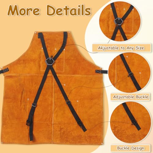 Urby Big and Tall Plus Size Work Apron: Flame Resistant Leather Welding Apron, Wood and Workshop Canvas. Butcher Rubber. - style: Plus Size: Leather