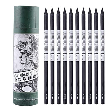 Artist Charcoal Sticks 24 PCS Professional Manga Sketch Drawing Charcoal Pencil Black/Pencil drawing sketch pencil without wood (Whole Lead Core 4B)