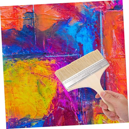 5pcs Wood Handle Paint Brush Set Thick Bristles Stain and Varnish Brushes for Watercolor Oil Painting Art Craft Tools for Adults
