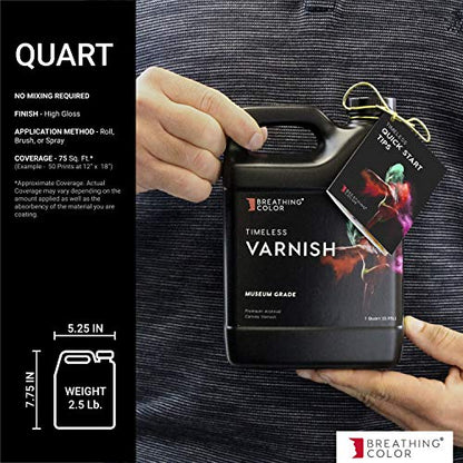 Breathing Color Timeless Archival Print Varnish - 1 Quart Glossy Finish - Premium Water-Based Canvas Coating with Fade Protection - size: 32 Fl Oz (Pack of 1)