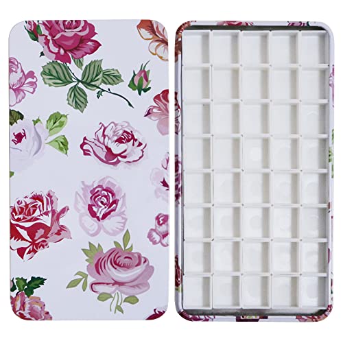 FCLUB Watercolor Tin Palette with 40 Half Pans and Magnetic Squares | Paint Storage Container, with 40pcs Plastic 2ml Pans, 3m Magnetic Tape, DIY Magnetic Metal Palettes, Travel Painting Box - color: Rose, size: Pack of 40 Half Pans