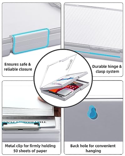 Clearview Clipboard with 2 Storage, Dry Erase 8.5x11 Heavy Duty ClipBoards - High Capacity Coaches Clip Board with Pen Holder - Side Opening Plastic Nursing Clip Case (Lvory) - color: Lvory