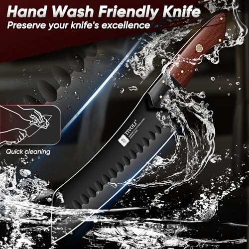 TIVOLI Santoku Knife 7 Inch - Japanese Chef Knife for Fish - Bunka Knives for Meat - Kiritsuke for Vegetables - Black Slicing Knives with Full Tang Handle - Cooking Gifts for Men and Women - size: 7.1"