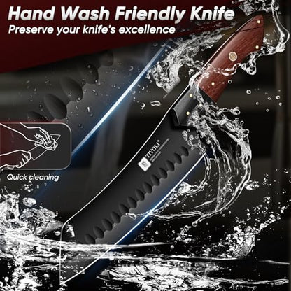 TIVOLI Santoku Knife 7 Inch - Japanese Chef Knife for Fish - Bunka Knives for Meat - Kiritsuke for Vegetables - Black Slicing Knives with Full Tang Handle - Cooking Gifts for Men and Women - size: 7.1"