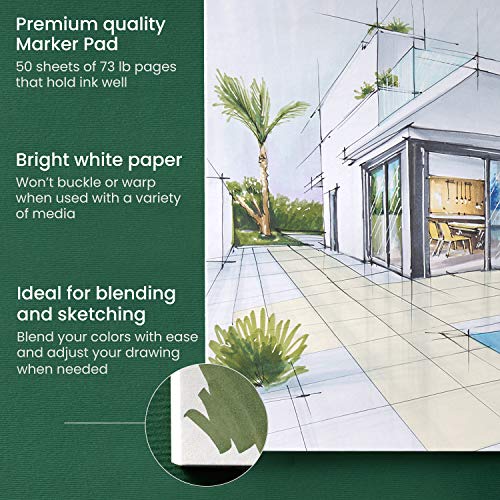 ARTEZA Marker Paper Pad 9x12 Drawing Pad 2 pack 50 Sheets Sketch Pads for Drawing for Adults & Teens - size: ef of 2 pk