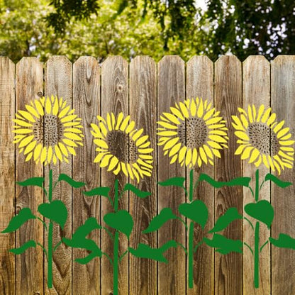 Large Flower Stencils for Wood Fence Sunflower Stencils for Painting Floral Stencil Templates for Walls Furniture Fabrics - style: Sunflower