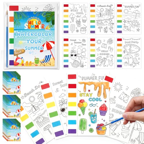 Zoyeven 144 Pcs Summer Watercolor Coloring Books Summer Party Favors End of Year Gifts Art and Crafts Well-Packaged Classroom Reward Prizes School Activity - color: Summer, size: 144