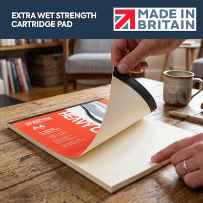 Seawhite 220gsm Heavy All-Media Cartridge Pad by Seawhite Of Brighton,A4-297 x 210mm,PAD220A4