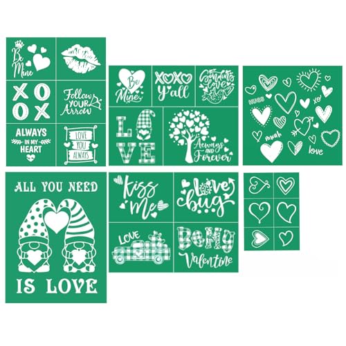 6PCS XO Silk Screen Stencils Self Adhesive Screen Printing Stencil Reusable Love You Mesh Stencils Valentine Transfers for Chalk Paste on Wood,Fabric,DIY Home Decor,Chalks Paste 50g/Jar - color: 6pcs love stencils