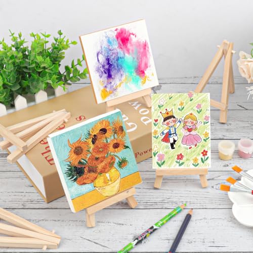 Yiksonyo 96 Pack 4.5 Inch Wooden Easel, Tabletop Wood Easels, Small Wooden Easel for Painting, Art, and Crafts - size: 96 Pack 4.5 Inch