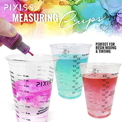 Disposable Epoxy Resin Mixing Cups with Measurements (20-Pack) Pixiss Mixing Cups for Epoxy Resin, Epoxy Mixing Containers, Epoxy Cups For Epoxy Measuring Cups - 20 Resin Mixing Sticks - size: 20 x 10-Ounce