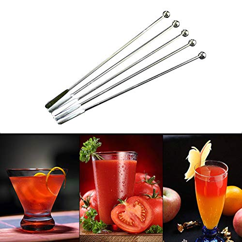 20 pcs Stainless Steel Coffee Beverage Stir Sticks Cocktail Stirrers Drink Swizzle Stick 7.4" Swizzle Stick Picks Tools - color: Silver-20 Pieces