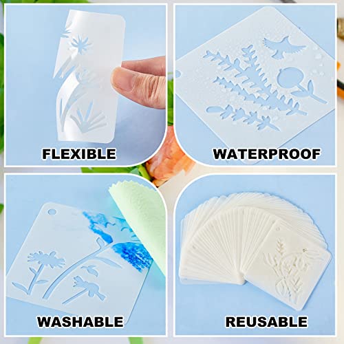 Teling 80 Pcs Flower Stencils Spring Bouquet Painting Stencils Reusable Wildflower Small Botanical Floral for Painting on Wood Wall Canvas Crafts Home Furniture Sign, 3 x 3 Inch - style: Wildflower